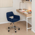 Homy Casa Fabric Upholstered Task Chair - Dark Blue-Padded seat and fix-in arm for all-day comfort