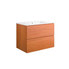 Modway Scenic 30" Wall-Mount Bathroom Vanity - Cherry/White-Wall-Mount Bathroom Vanity Cabinet
