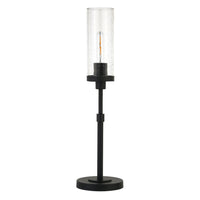 Hudson&Canal Frieda 26.68" Tall Table Lamp with Glass Shade - Blackened Bronze/Seeded-Industrial design for your living room, workspace, or bed side table