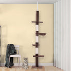 PawHut 102" 5-Tier Floor-to-Ceiling Cat Tree with Scratching Post - Brown-Plush cushioning on the outside to keep your pet cosy and comfortable 
