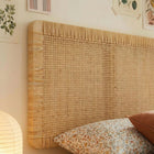 Modway Sandy Wall Mounted Wood and Rattan Twin Size Headboard - Natural Rattan-Round Edges