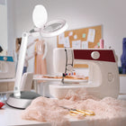 OttLite Space-Saving LED Magnifier Desk Lamp - Clearsun - White-Easily folds for compact storage