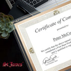 St. James Glass Frames for Certificates, Diplomas & Documents - Decorative Border - Gold Foil -  8.5" x 11" - 2 Pack-Outer dimensions measure 13-3/4" x 10" (35 x 25.5 cm)