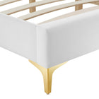 Modway Sutton Performance Velvet King Bed Frame - White-Gold Metal Legs With Non-Marking Caps