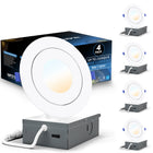 Impotek 4" Gimbal Eyeball LED 9W 5CCT Dimmable Recessed Ceiling Light - 4 Pack-Versatile Colour Temperature Selection - Elevate your room's ambiance with our advanced 5 CCT feature, allowing you to choose the perfect light temperature for any setting. Seamlessly switch among 2700K, 3000K, 3500K, 4000K, and 5000K options with a simple toggle on the junction box, tailoring your lighting atmosphere to match your mood or decor with ease