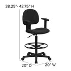 Flash Furniture Black Patterned Fabric Drafting Chair with Adjustable Arms-Swivel Seat