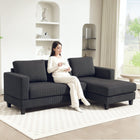 HOMCOM L Shape Sofa with Chaise Lounge - Charcoal Grey-Breathable, soft corduroy fabric enhances coziness