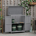 Outsunny Outdoor Wood Garden Tool Shed with Hinged Roof - Dark Grey-Hinged roof can be easily opened for better ventilation 