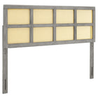 Modway Luana Cane Queen Headboard - Grey-Queen Wood Headboard