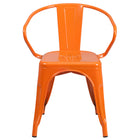 Flash Furniture Orange Metal Indoor-Outdoor Chair with Arms-Orange Powder Coat Finish