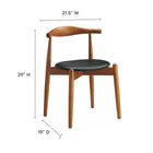 Modway Stalwart Dining Side Chair - Dark Walnut/Black-Vinyl upholstered foam cushion.
