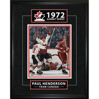 Frameworth Paul Henderson Classic Series 1972 Summit Series Golden Goal - Framed Print - 16" x 20"-Officially licensed Team Canada hockey print featuring Paul Henderson's iconic 1972 Summit Series Golden Goal