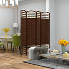HOMCOM 4 Panel Wave Fiber Freestanding Room Divider for Home Office - Brown-It features a diamond woven fibre design paper panel in a natural tone
