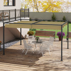 Outsunny Patio Pergola with Retractable Canopy - 10' x 7' - Khaki-Easy retractable sliding canopy well controls the block area by pulling the strip 