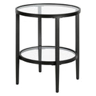 Hudson&Canal Hera 20"W Round Side Table with Glass Shelf - Blackened Bronze-Top has a weight capacity of 40 lbs, shelf can hold 20 lbs