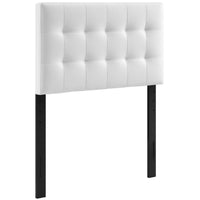 Modway Lily Upholstered Vinyl Twin Headboard - White-Elegantly tufted headboard
