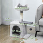PawHut 28" Cat Tree Tower with Plush Top Bed - Light Grey-Unique design with a dangling ball for endless interactive fun 