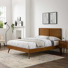 Modway Marlee Wood Twin Platform Bed with Splayed Legs - Walnut-Wood, MDF, and Veneer Construction
