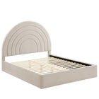Modway Solana Arched Performance Velvet Queen Platform Bed - Almond-Stain-Resistant Performance Velvet Upholstery