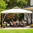Outsunny Replacement Mosquito Netting for Gazebo 10' L x 12' W - Cream White-It comes with two kinds of black hooks suitable for two kinds of pipes