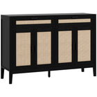 HOMCOM 52.8" L Sideboard Buffet Cabinet with Storage - Black-2 drawers and cabinets with three-level adjustable shelves provide ample storage space