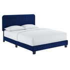 Modway Celine Channel Tufted Performance Velvet Twin Platform Bed - Navy-Channel Tufted Headboard