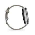 Garmin Venu 4 Smartwatch - 45 mm - Silver with Silver Gray Silicone Band-Design (new): Smartwatch with a bright, colorful display, stainless steel design, and built-in flashlight