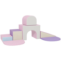 Qaba Soft Play, Foam Climbing Blocks for Toddlers - Pink/Purple - Set of 7-Includes different foam blocks for imagination and creativity stimulation 