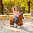 Qaba 6V Electric Ride-On Horse with Cover and Wheels - Brown-Removable and machine-washable plush cover makes the toy stays clean and hygienic 