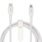 Staples TECH Lightning to USB-C Charging Cable - 3.3 ft. - White-Braided cable for durability and tangle-prevention tested to withstand up to 5K bends