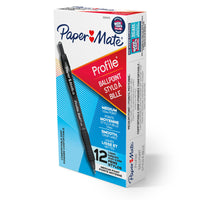Paper Mate Profile Ballpoint Pen - 1.0mm - Black - 12 Pack-Black ink