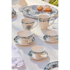 Casa Domani Rosetta Antique Footed Mug - 310ml - Blue - 6 Pack-The clean, round shapes are elevated by toile de jouy pattern of florals and vines.