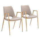 Zuo Desi Dining Chair - Beige/Gold - Set of 2-Assembly required