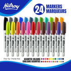 Hilroy Permanent Markers - Low Odour Ink - Fine Point - Assorted Colours - 24 Set-High quality:Features long-lasting, vivid ink that is quick-drying, waterproof, smear-proof, and fade-resistant. The durable tip maintains its shape and resists wear, ensuring consistent performance over time