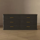 Manhattan Comfort Clifford Traditional 6-Drawer Double Dresser - Black-Home Assembly Required (All Hardware Included)