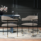 Manhattan Comfort Lia 24.8" Modern Chenille Upholstered Dining Armchair - Stone-Frame Made of High Quality Metal with Brushed Gold Tips for Fashion and Durability