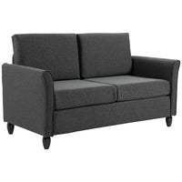 HOMCOM 56" Loveseat Sofa with Wooden Legs - Dark Grey-Solid wood frame with robust wooden legs for superior stability