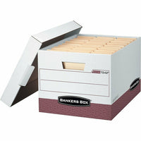 Bankers Box R-Kive Heavy-Duty Letter/Legal Storage Box - Red - 12 Pack-Heavy-duty, triple end, double side, double bottom construction stacks up stronger and withstands frequent handling