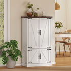 HOMCOM 53.5" H Pantry Cabinet with 6 Door Racks - White-Side spice racks hold jars and small items securely with guardrails 