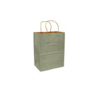 Eddie's 100% Recycled Kraft Shopper Paper Bag - 8" L x 4-3/4" W x 10-1/4" D - Silver Pewter - 100 Pack-8" x 4-3/4" x 10-1/4"