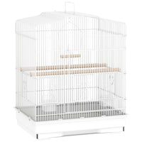 PawHut 23" H Small Bird Cage with Handle - White-Bird enclosure with ample space for small birds such as finches and budgies 