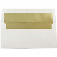 JAM Paper Foil Lined Invitation Envelopes - 3 7/8 x 8 1/8 - White with Gold Foil - 50 Pack-Features a smooth paper finish and shiny foil lining to add a pop of color to any mailing