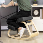 HOMCOM Ergonomic Wood Kneeling Chair with Thick Pads for Improved Posture - Black-Promote the blood circulation, reduce the pressure on the spine, neck and back
