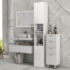Kleankin High Gloss Bathroom Cabinet with Door and Shelves - White-High glossy design adds a stylish colour to your home