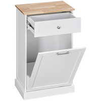 HOMCOM 10 Gallon Tilt Out Trash Sideboard Buffet Cabinet with Hidden Bin & Drawer - White-Tilt opening door for easy open with a single hand and provides easy access to dustbin