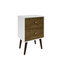 Manhattan Comfort Liberty 2.0 Nightstand, White/Rustic Brown (204AMC69)-Modern Nightstand for Bedroom or Living Room use.
