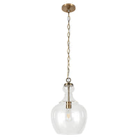 Hudson&Canal Verona 11" Wide Pendant with Glass Shade - Brass/Clear-Mid-century modern design for your entryway, foyer, or kitchen