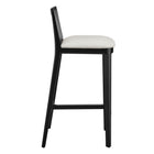 Modway Monarch Wood and Rattan Bar Stool - Black Black Heathered Weave Ivory-Non-Marking Floor Glides