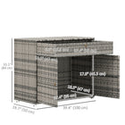 Outsunny Outdoor Storage Cabinet with Steel Frame for Garden, Porch, Patio - Grey-Handwoven with waterproof PE wicker for water-safe tropical style