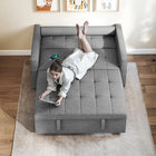 HOMCOM Pull Out Sleeper Sofa Bed with USB Ports - Grey-Soft, breathable, skin-friendly linen-look fabric resists wear and is easy to clean